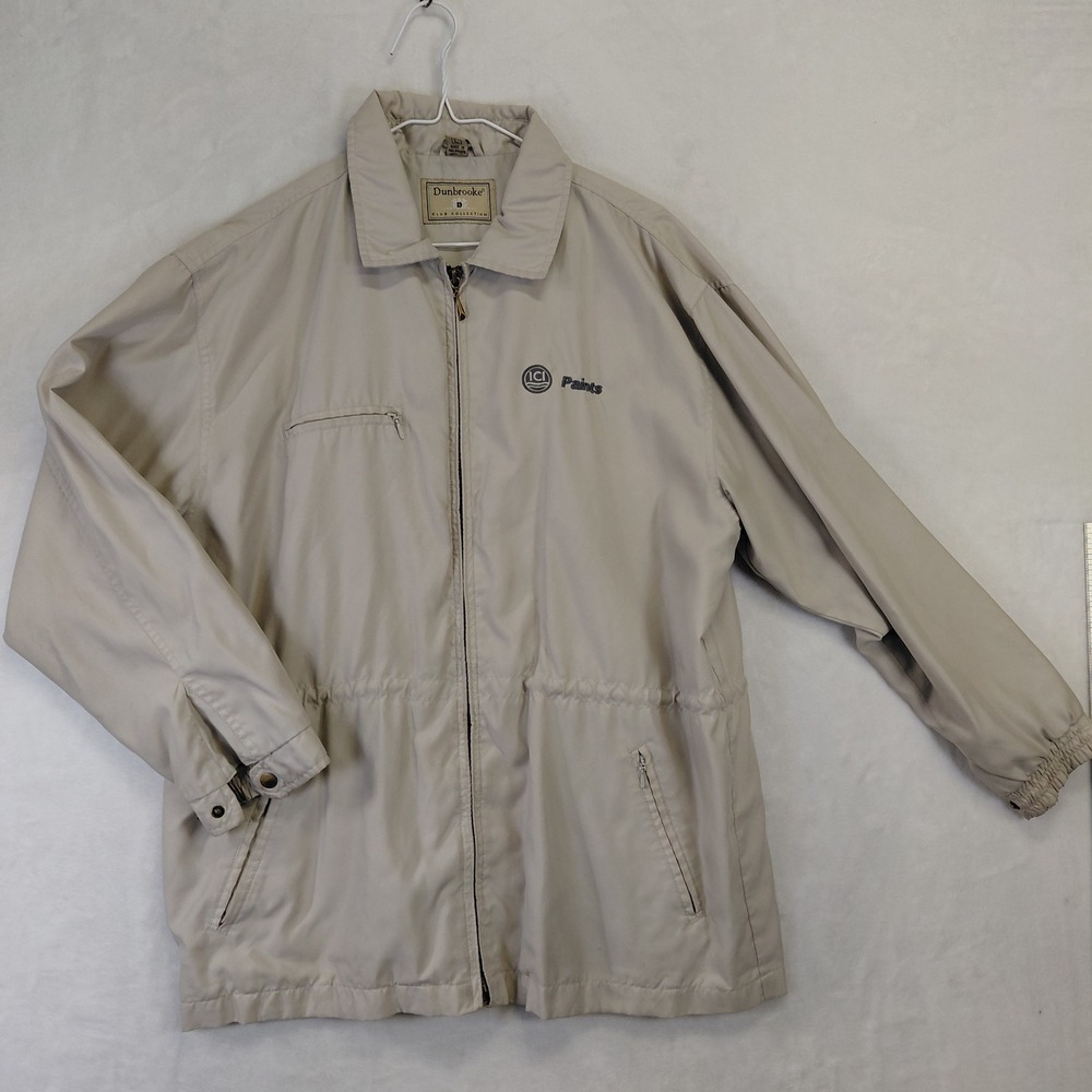 Dunbrooke Mens Vintage Y2K ICI Paints‎ Windbreaker Jacket Tan Khaki Large